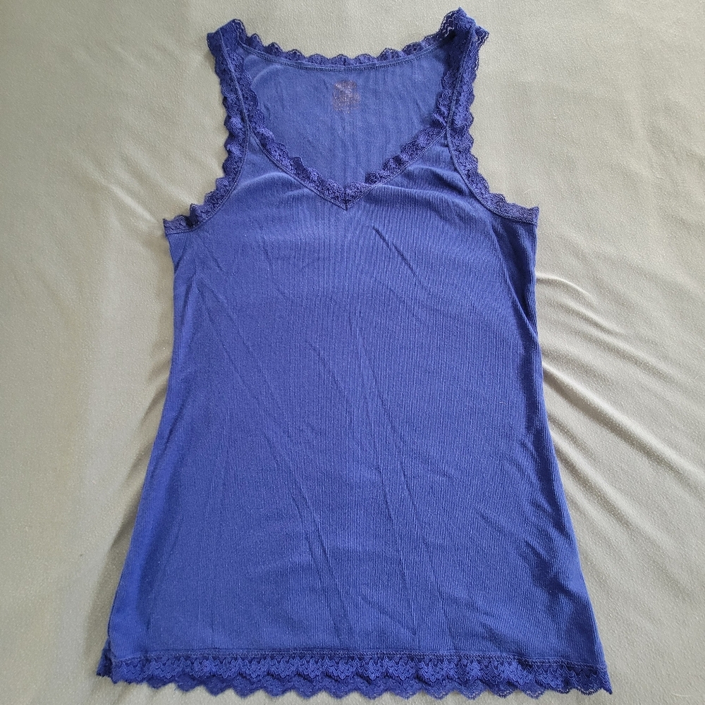 Route 66 Blue Ribbed Sleeveless Camisole Tank